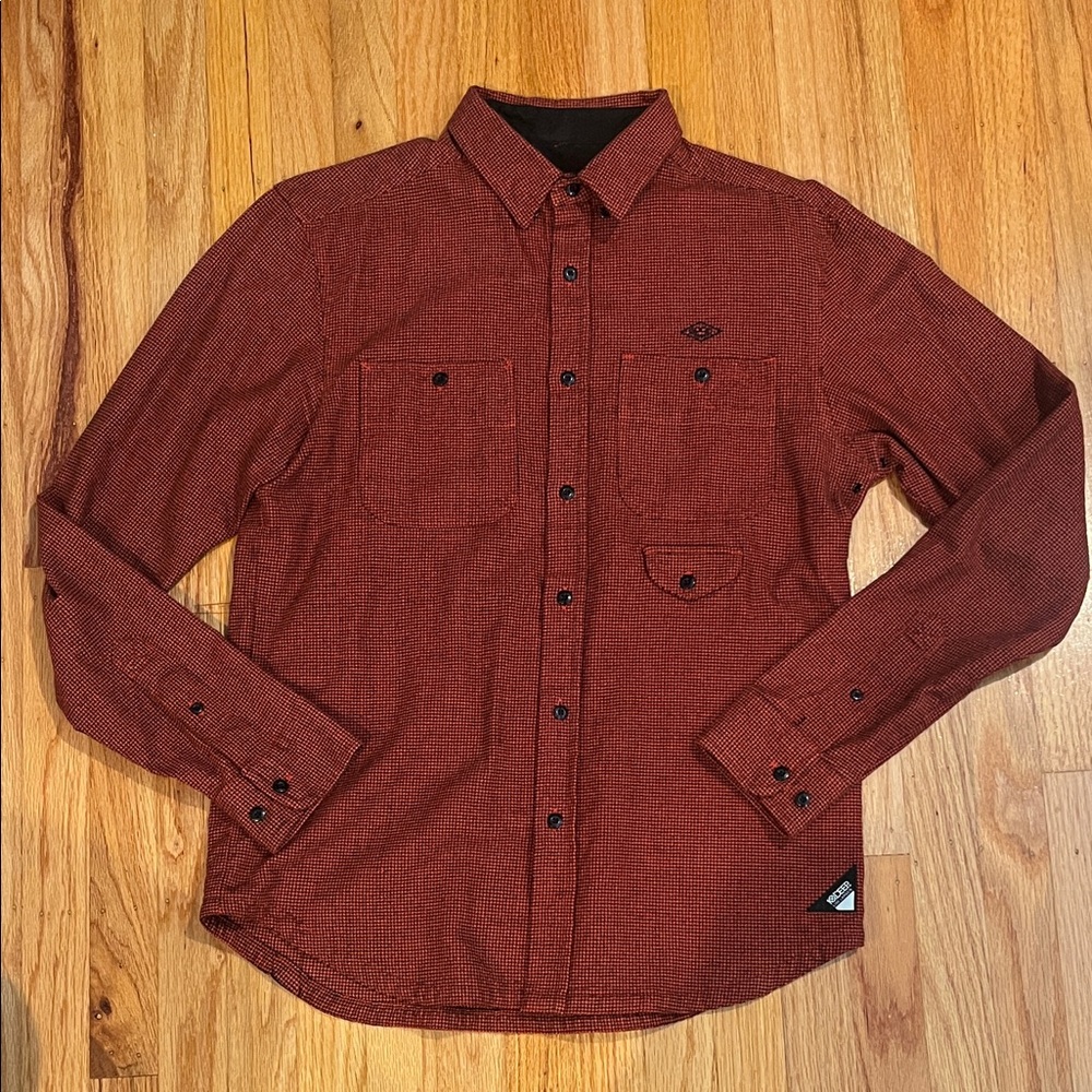 10.Deep Dark Red Casual Button-Down Shirt